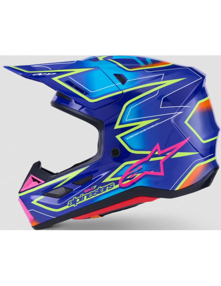 ALPINESTARS SM7 ЛИТОЙ СИНИЙ/РОЗОВЫЙ/ЖЕЛТЫЙ КРОССОВЫЙ МОТОШЛЕМ