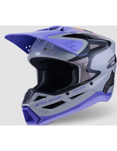 ALPINESTARS SM3 JETTSON GRAY/PURPLE/BLACK CROSS MOTO HELMET