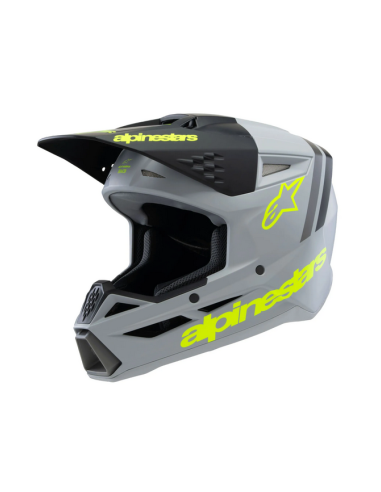ALPINESTARS CHILDREN'S SM3 RADIUM BLACK/GRAY/YELLOW CROSS MOTO HELMET