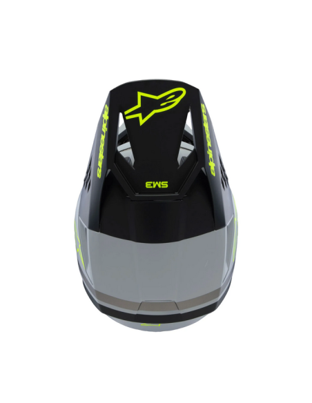 ALPINESTARS CHILDREN'S SM3 RADIUM BLACK/GRAY/YELLOW CROSS MOTO HELMET