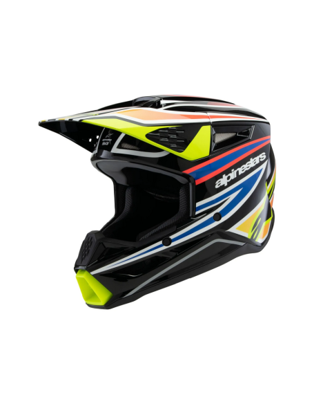 ALPINESTARS CHILDREN'S SM3 WURX BLACK/BLUE/YELLOW CROSS MOTO HELMET
