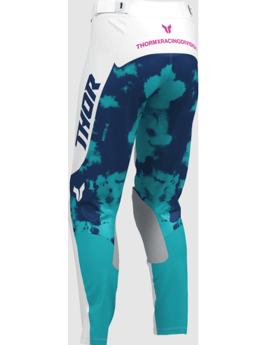 THOR WOMEN'S LAUNCHMODE BLEACH WHITE/AQUA CROSS MOTO TROUSERS