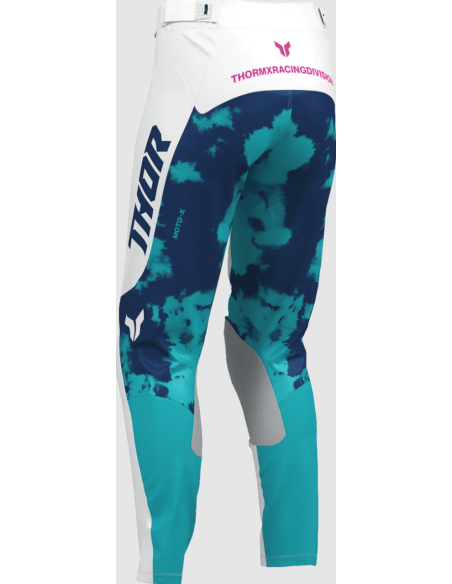 THOR WOMEN'S LAUNCHMODE BLEACH WHITE/AQUA CROSS MOTO TROUSERS