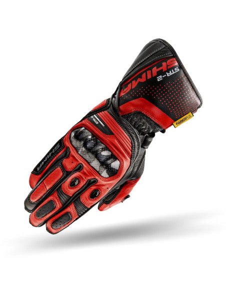SHIMA STR-2 BLACK/RED MOTO PIRŠTINĖS