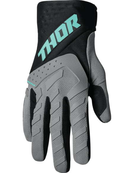 THOR SPECTRUM GRAY/MINT CROSS-COUNTRY MOTO GLOVES