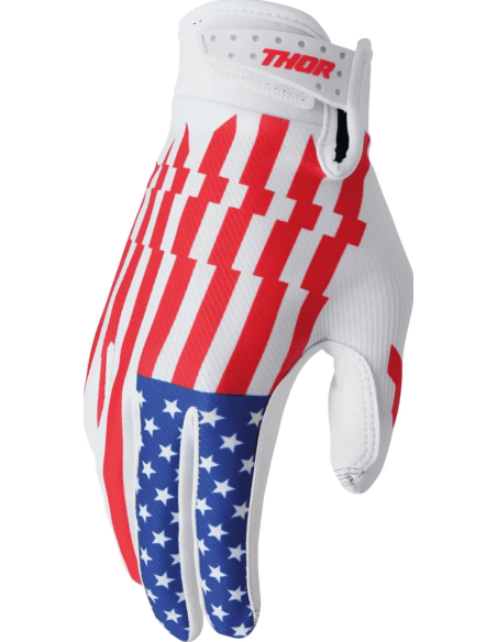 THOR LAUNCHMODE BLUE/RED/WHITE CROSS-COUNTRY MOTO GLOVES