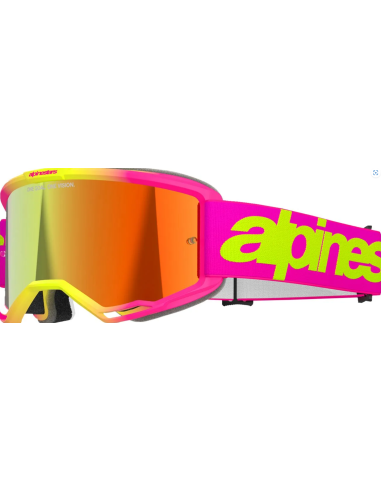 ALPINESTARS VISION 5 WORDMARK PINK/LUORESCENT YELLOW MOTOCROSS GOGGLES