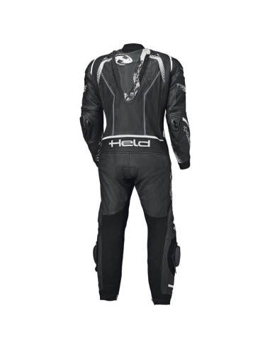 HELD BRANDS HATCH BLACK/WHITE ONE-PIECE LEATHER MOTO SUIT