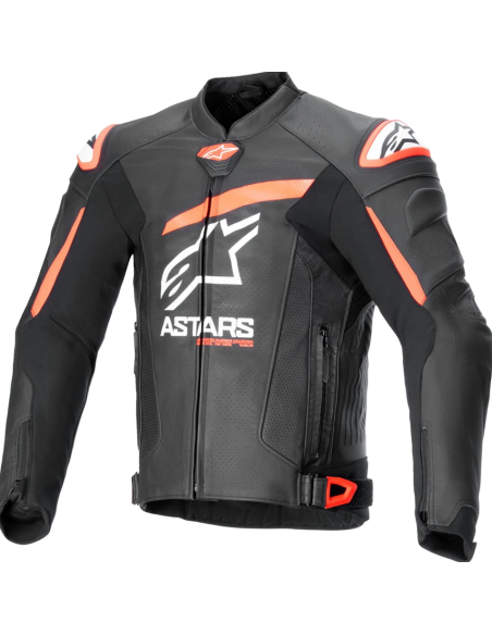 ALPINESTARS КОЖАНАЯ МОТОКУРТКА GP PLUS R V4 BLACK/WHITE/RED FLUO