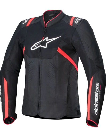 ALPINESTARS WOMEN'S STELLA T-SPS V2 BLACK/WHITE/FLUORESCENT PINK SUMMER TEXTILE MOTO JACKET