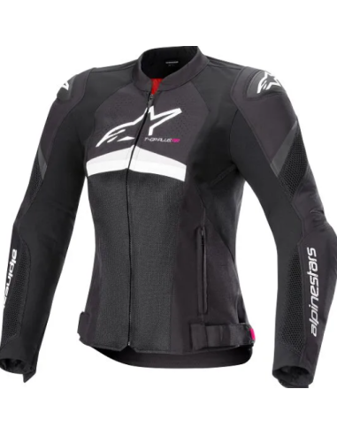 ALPINESTARS WOMEN'S STELLA T-GP+R V4 AIR BLACK/WHITE TEXTILE MOTO JACKET
