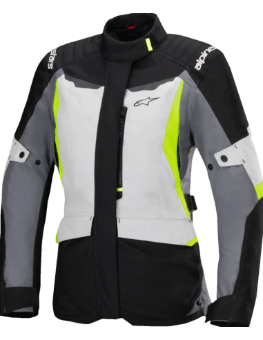ALPINESTARS WOMEN'S STELLA ST-1 BLACK/BLUE/GRAY/FLUORESCENT YELLOW WATERPROOF BLACK TEXTILE MOTO JACKET