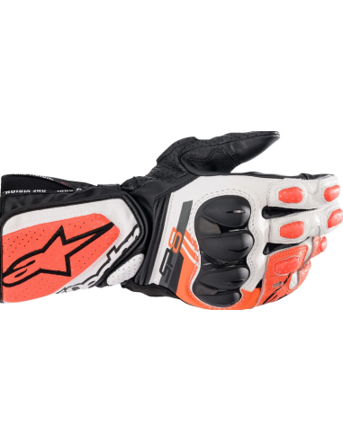 ALPINESTARS SP-8 V3 BLACK/WHITE/FLUORESCENT RED MOTO PIRŠTINĖS