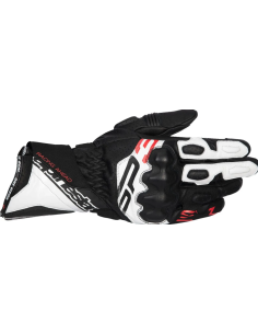 ALPINESTARS SP-3 BLACK/WHITE/FLUORESCENT RED MOTO GLOVES