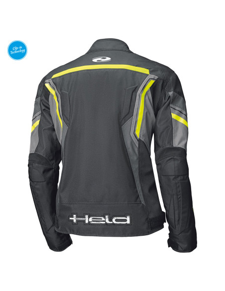 HELD BAXLEY GREY/YELLOW FLUO TEKSTILINĖ MOTO STRIUKĖ