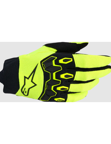 ALPINESTARS FULL BORE V2 BLACK/FLUORESCENT YELLOW CROSS MOTO GLOVES