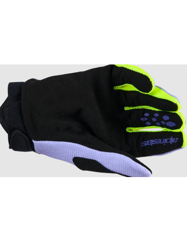ALPINESTARS ДЕТСКИЕ МОТОПЕРЧАТКИ FULL BORE V2 ЧЕРНЫЙ/ПУРПУРНЫЙ/ФЛУОРЕСЦЕНТНЫЙ ЖЕЛТЫЙ ДЛЯ КРОСС-КАНТРИ