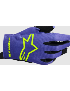 ALPINESTARS CHILDREN'S RADAR BLACK/PURPLE/FLUORESCENT YELLOW CROSS-COUNTRY MOTO GLOVES