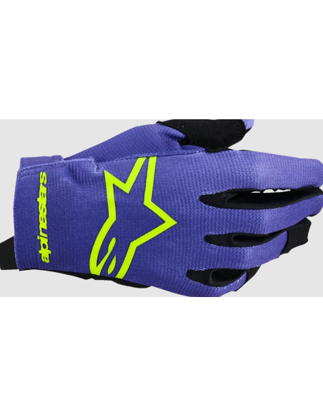 ALPINESTARS CHILDREN'S RADAR BLACK/PURPLE/FLUORESCENT YELLOW CROSS-COUNTRY MOTO GLOVES
