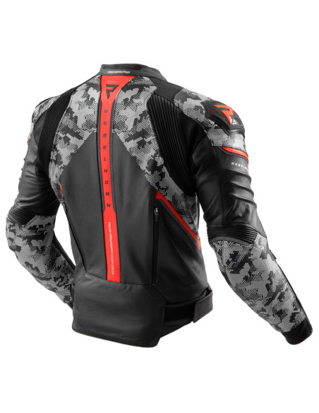 REBELHORN VELOCE CAMO GREY LEATHER MOTO JACKET