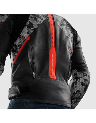 REBELHORN VELOCE CAMO GREY LEATHER MOTO JACKET