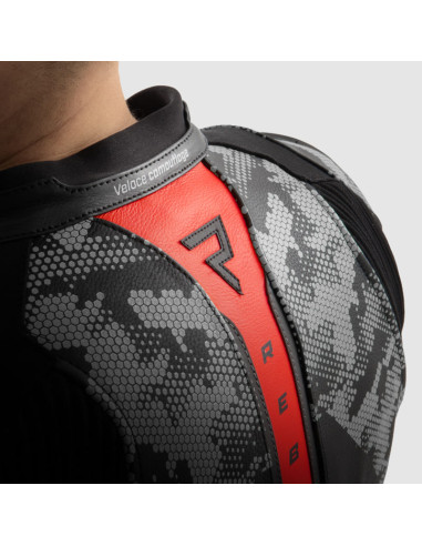 REBELHORN VELOCE CAMO GREY LEATHER MOTO JACKET