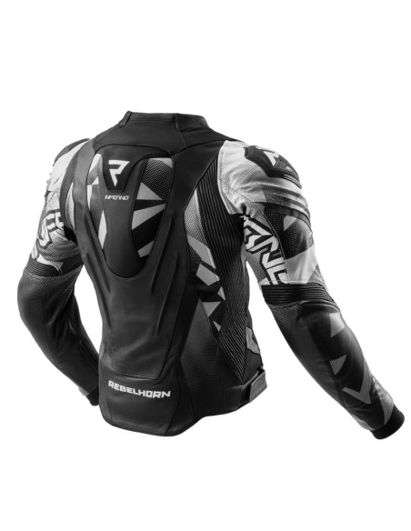 REBELHORN INFERNO WHITE LEATHER MOTO JACKET