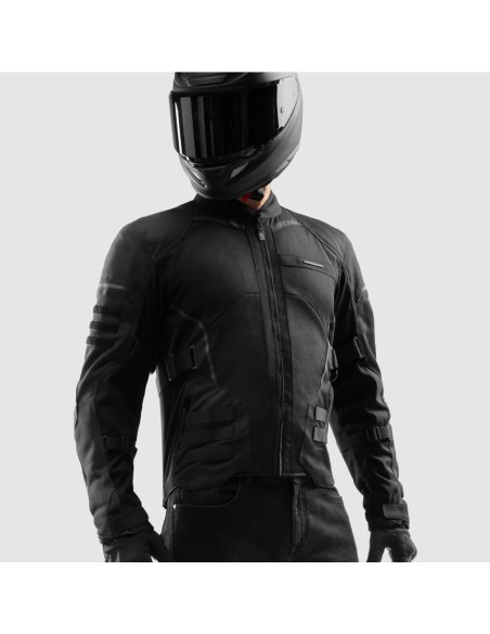 REBELHORN SCANDAL BLACK TEXTILE MOTO JACKET