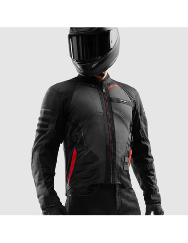 REBELHORN SCANDAL RED TEXTILE MOTO JACKET