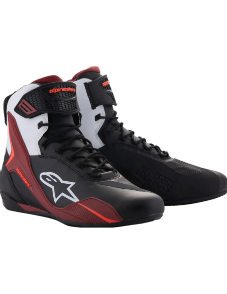 ALPINESTARS FASTER-4 BLACK/WHITE/DARK RED MOTO BOOTS