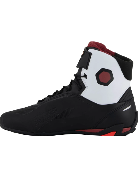 ALPINESTARS FASTER-4 BLACK/WHITE/DARK RED MOTO BOOTS