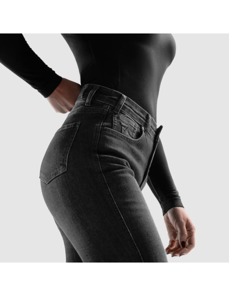 REBELHORN WOMEN'S CLASSIC BLACK MOTO JEANS