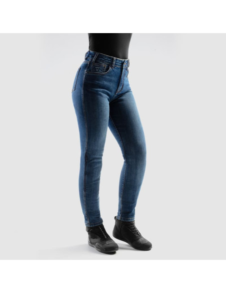 REBELHORN WOMEN'S CLASSIC BLUE MOTO JEANS