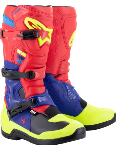 ALPINESTARS TECH 3 ЧЕРНЫЕ/СИНИЕ/КРАСНЫЕ/ФЛУО-ЖЕЛТЫЕ КРОССОВЫЕ МОТОБОТЫ