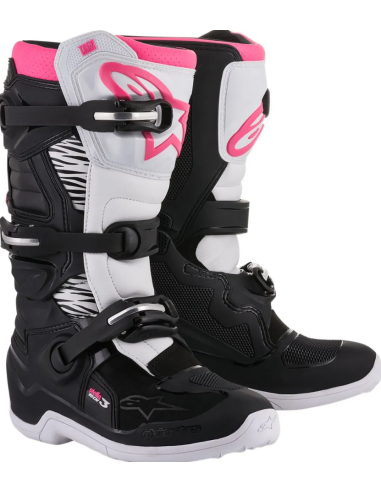 ALPINESTARS WOMEN'S STELLA TECH 3 BLACK/WHITE/PINK CROSS MOTO SHOES