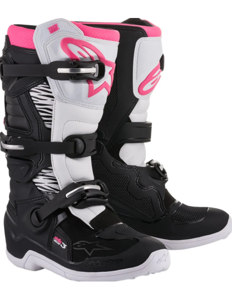ALPINESTARS ЖЕНСКИЕ КРОССОВКИ STELLA TECH 3 BLACK/WHITE/PINK CROSS MOTO SHOES