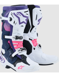 ALPINESTARS TECH 10 BLACK/NAVY/FLUO PINK/VIOLET CROSS MOTO BOOTS