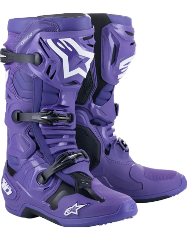 ALPINESTARS TECH 10 BLACK/VIOLET CROSS MOTO BOOTS
