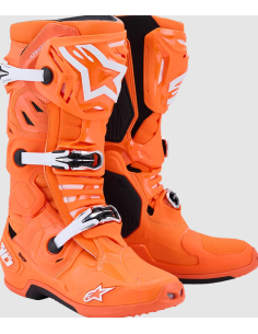 ALPINESTARS TECH 10 SUPERVENTED BLACK/WHITE/FLUORESCENT ORANGE CROSS MOTO BOOTS