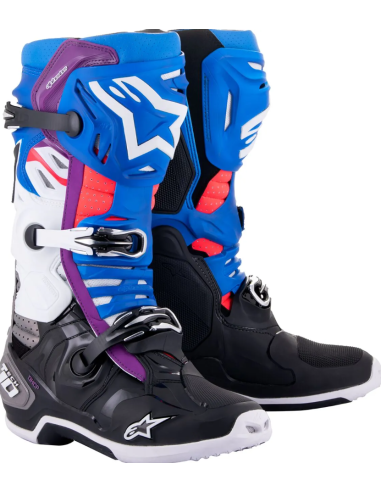 ALPINESTARS МОТОБОТИНКИ TECH 10 SUPERVENTED BLACK/BLUE/WHITE CROSS