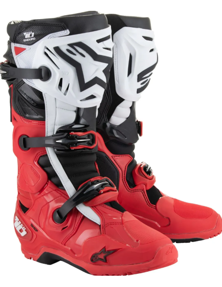 ALPINESTARS TECH 10 ENDURO BLACK/WHITE/BRIGHT RED CROSS MOTO BOOTS
