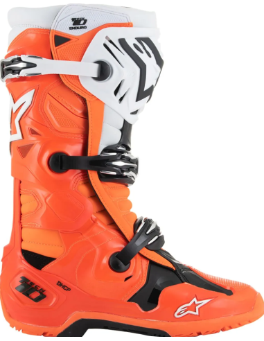 ALPINESTARS TECH 10 ENDURO BLACK/WHITE/FLUORESCENT ORANGE CROSS MOTO BOOTS