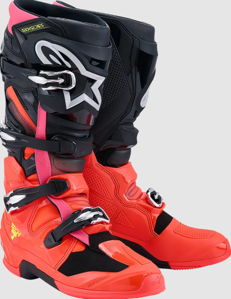 ALPINESTARS МОТОБОТИНКИ TECH 7 ЧЕРНЫЙ/ФЛУО-РОЗОВЫЙ/ФЛУО-КРАСНЫЙ КРОСС