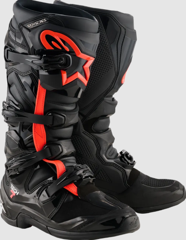 ALPINESTARS TECH 7 BLACK/FLUORESCENT PINK CROSS MOTO BOOTS
