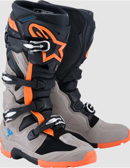 ALPINESTARS TECH 7 ENDURO BLACK/FLUORESCENT ORANGE/WARM GRAY КРОССОВЫЕ МОТОБОТИНКИ