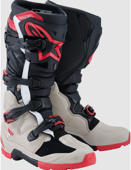 ALPINESTARS TECH 7 ENDURO BLACK/BRIGHT RED/LIGHT GRAY CROSS MOTO BOOTS