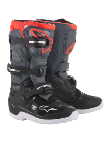 ALPINESTARS KIDS TECH 7S BLACK/RED/GRAY CROSS MOTO SHOES