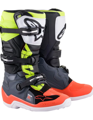 ALPINESTARS ДЕТСКИЕ КРОССОВКИ TECH 7S ЧЕРНЫЙ/КРАСНЫЙ/БЕЛЫЙ/ЖЕЛТЫЙ/СЕРЫЙ