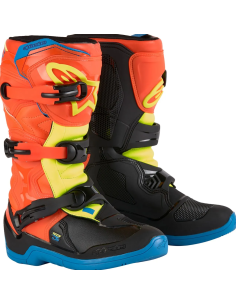 ALPINESTARS VAIKIŠKI TECH 3S BLACK/BLUE/ORANGE/YELLOW KROSINIAI MOTO BATAI