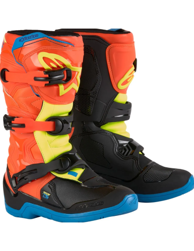 ALPINESTARS KIDS TECH 3S BLACK/BLUE/ORANGE/YELLOW CROSS MOTO SHOES